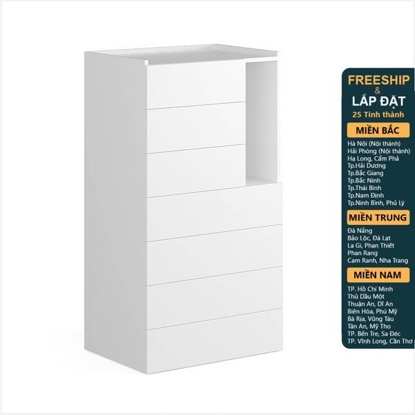 LEMA, Tủ lưu trữ đồ 7 ngăn kéo hiện đại DRA_073, 70x50x129cm