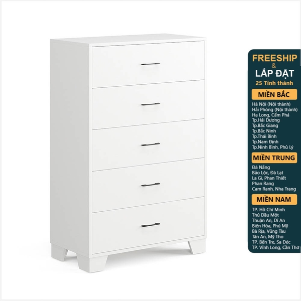 BECKVILLE, Tủ lưu trữ đồ dùng 5 ngăn kéo DRA_122, 80x41x123cm