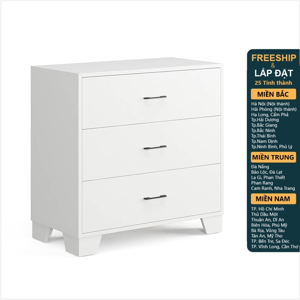 BECKVILLE, Tủ lưu trữ đồ dùng 3 ngăn kéo DRA_125, 80x41x78cm