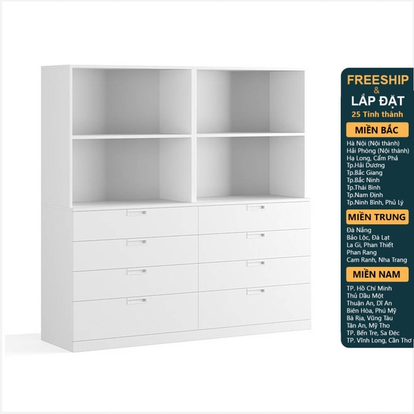 GALA, COMBO Kệ tủ lưu trữ đồ dùng kèm tủ 4 hộc kéo DRA_175, 160x45x160cm