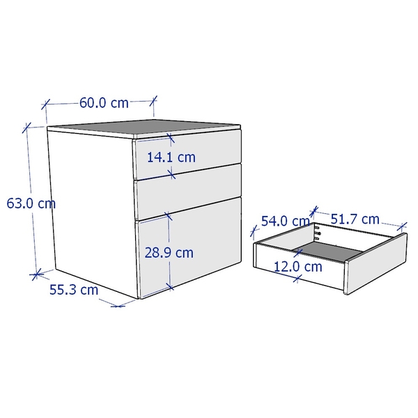 PALU, Tủ lưu trữ 3 ngăn 1 hộc to kèm tay nắm STO_012, 60x57x63cm