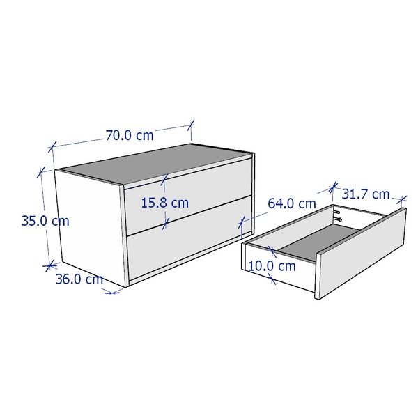 NIKOS, Tủ 2 ngăn treo tường STO_035, 70x36x35cm