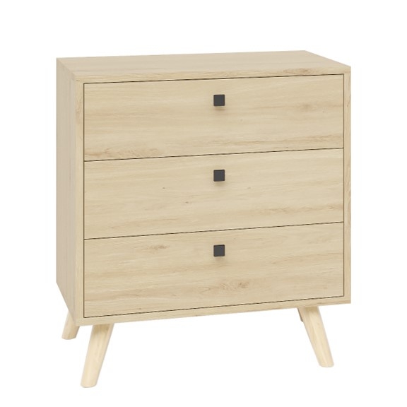 AJUNA, Tủ lưu trữ đồ dùng 3 ngăn kéo hiện đại DRA_239, 65x37x71cm