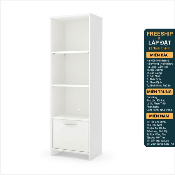 STEP ONE, Kệ trưng bày 4 tầng kèm hộc tủ kéo SHE_078, 50x35x140cm