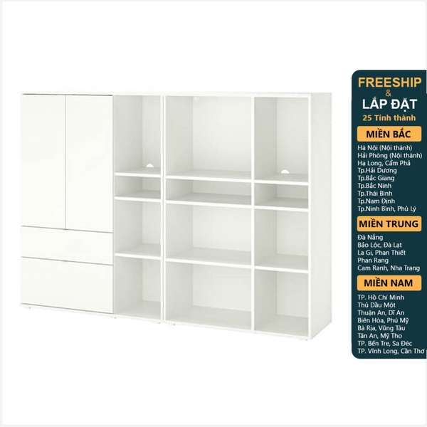 SOSIA, COMBO Kệ lưu trữ đồ dùng kèm tủ hộc kéo STO_079, 200x37x140cm