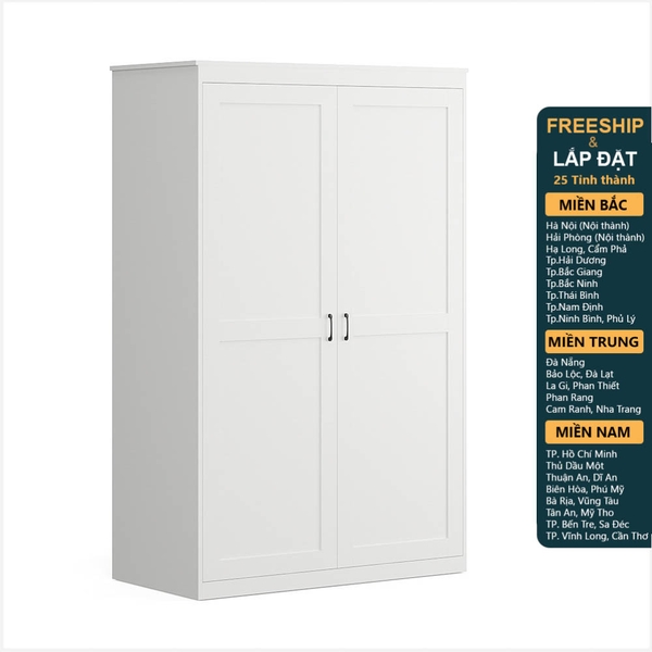 SENGE, Tủ quần áo 2 cánh mở tân cổ điển WAR_037, 122x60x190cm