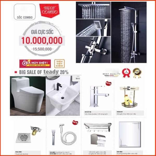 Trọn Bộ Combo Thiết Bị Vệ Sinh Phòng Tắm TD20 – Sang Trọng, Giá Tốt, Tiện Nghi