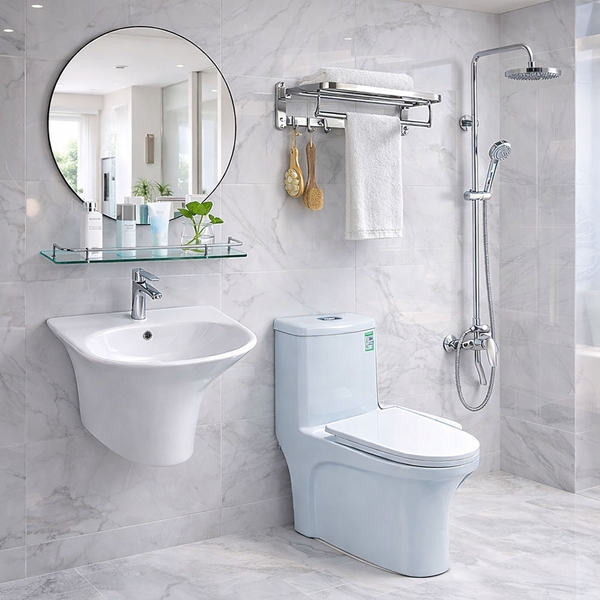 Bộ Combo Thiết Bị Vệ Sinh RG08 9 Món Đầy Đủ - Trọn Bộ Phòng Tắm Cao Cấp