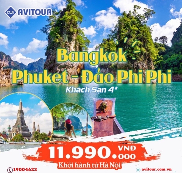 Du Lịch Thái Lan | Hà Nội - Phuket  Đảo Phi Phi - Bangkok [5 Ngày 4 đêm] Bay VietJetAir