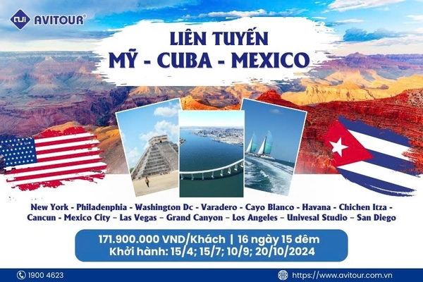 Du lịch Mỹ - Cuba - Mexico 2024| New York - Philadenphia - Washington Dc - Varadero - Cayo Blanco - Havana - Chichen Itza - Cancun - Mexico City – Las Vegas – Grand Canyon – Los Angeles – Univesal Studio – San Diego