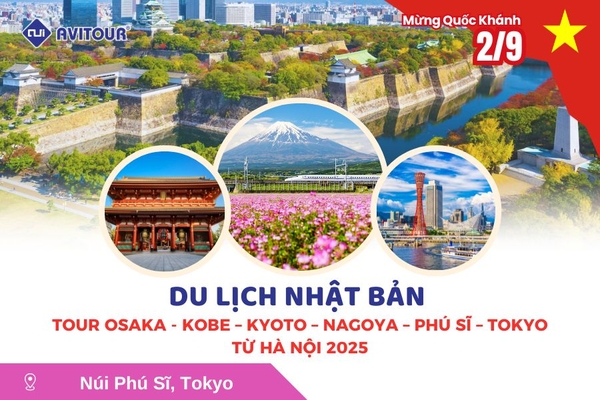 Du lịch Nhật Bản lễ 2/9: Tour Osaka - Kobe - Kyoto - Nagoya - Phú Sĩ - Tokyo từ Hà Nội 2025