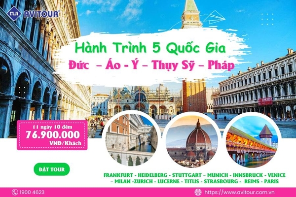 Du Lịch Tây Âu 5 Nước 2024 | Đức  – Áo - Ý – Thụy Sỹ – Pháp 11 Ngày 10 Đêm từ Hà Nội