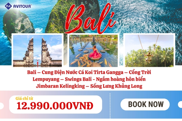 Du lịch Đảo Ngọc Bali 2023| Bali – Cung Điện Nước Cá Koi Tirta Gangga – Cổng Trời Lempuyang – Swings Bali - Ngắm hoàng hôn biển Jimbaran Kelingking – Sống Lưng Khủng Long