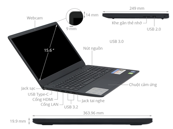 [ New 100%]  Dell Inspiron 15 3000_N3501 I3 1115G4 8GB 256GB SSD 15.6