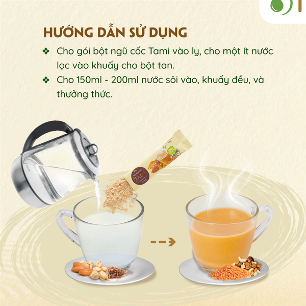 Bột ngũ cốc Tami 900gr ít đường - 50 gói