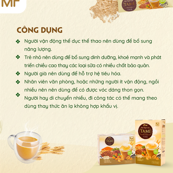 Bột ngũ cốc Tami 900gr ít đường - 50 gói