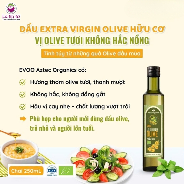 Dầu Extra Virgin Olive Hữu Cơ 250ml