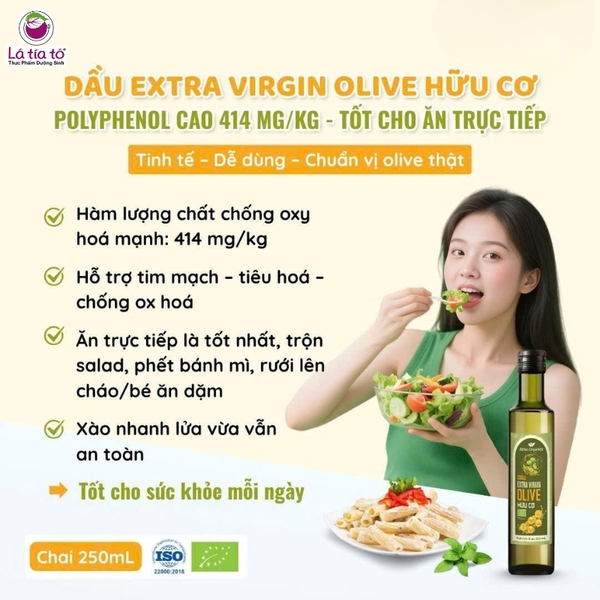 Dầu Extra Virgin Olive Hữu Cơ 250ml