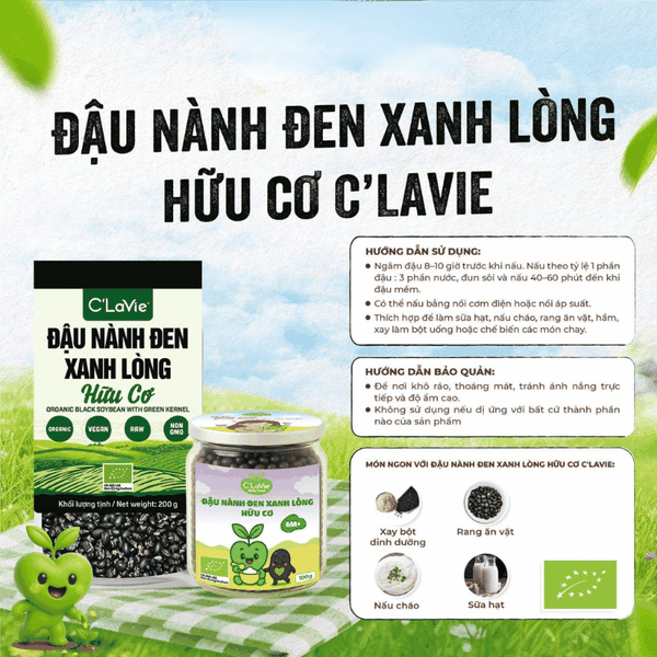 Đậu nành đen xanh lòng hữu cơ