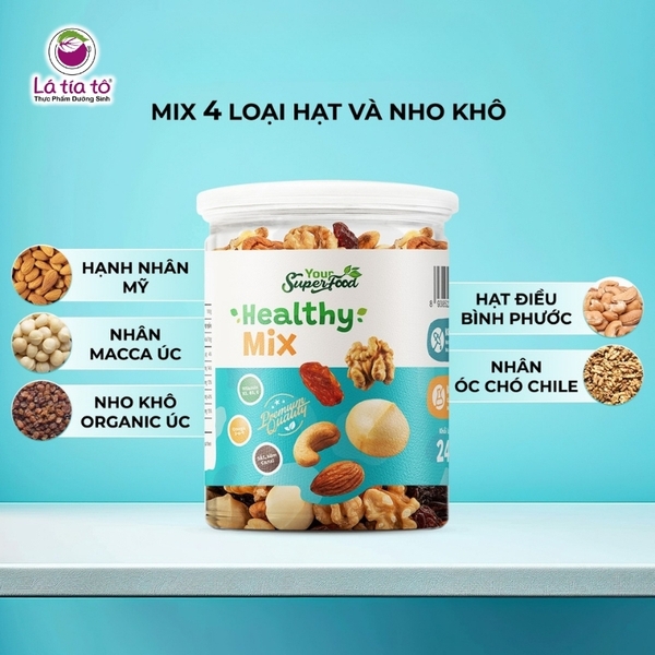 Healthy Mix 07 Loại Hạt ( Macca, Hạnh Nhân, Óc Chó Vàng, Óc Chó Đỏ, Hạt Điều, Hạt Bí Xanh, Dẻ Cười )
