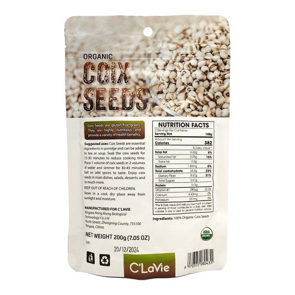 Hạt ý dĩ hữu cơ