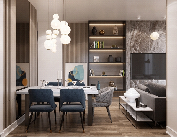 Thiết kế nội thất căn hộ 1 phòng ngủ 42m2