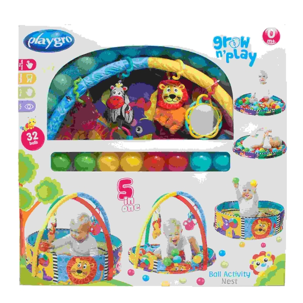 Nhà banh có đồ chơi treo nôi Ball Activity Nest Playgro, cho bé sơ sinh đến 24 tháng