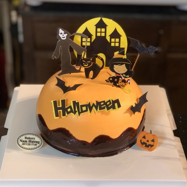 Bánh kem Halloween lâu đài đen [MS: 0122]