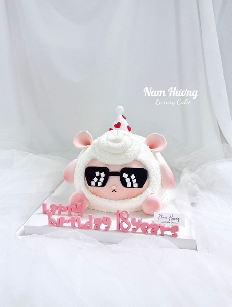 Bánh Cừu trắng đeo kính ngầu fondant [MS260]