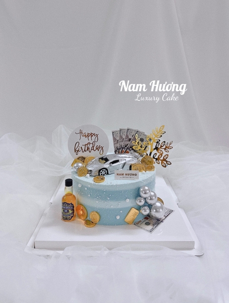 [MS262] Bánh tông xanh siêu xe mở cánh bạc, rượu hiệu, dôla, cây kim tiền cho nam