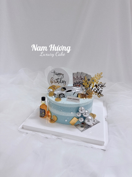 [MS262] Bánh tông xanh siêu xe mở cánh bạc, rượu hiệu, dôla, cây kim tiền cho nam