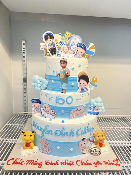 Bánh 3 tầng cho bé trai tuổi Trâu baby boy in ảnh[MS: 0236]