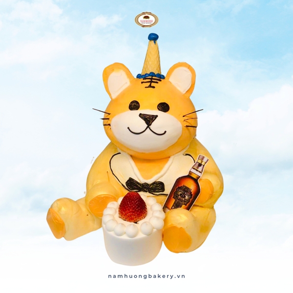 Bánh kem 3D Bé Hổ tông cam đội Mũ +bánh sinh nhật mini phù cho bé trai [MS: 0203]