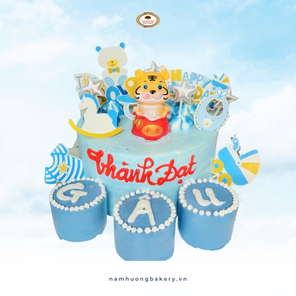 Bánh kem hổ nhựa + 3 cupcake tên cho bé tuổi Dần đầy năm, thôi nôi [MS: 0207]