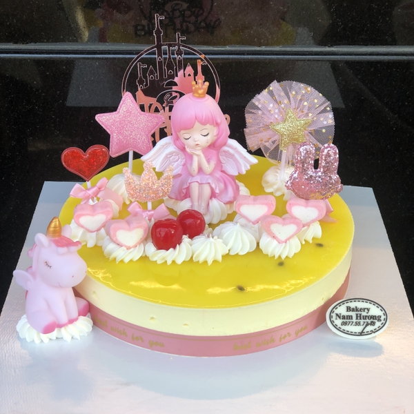 Bánh mousse chanh leo bé gái thiên thần ngủ ngựa pony hồng [MS: 0081]