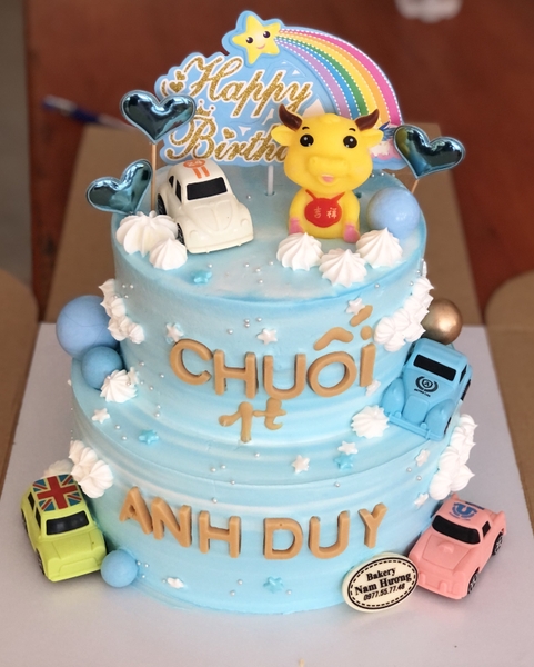Bánh 2 tầng cho bé trai tuổi Trâu yêu thích xe hơi [MS: 0109]