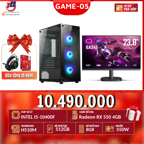 PC Game 05 i5-10400F/ VGA RX 550 4G + Màn hình LCD 24inch