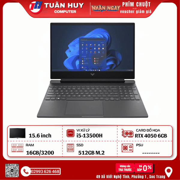 LAPTOP HP VICTUS 15-FA1088TX I5-13500H/16GDDR4/SSD512G/RTX4050 6G