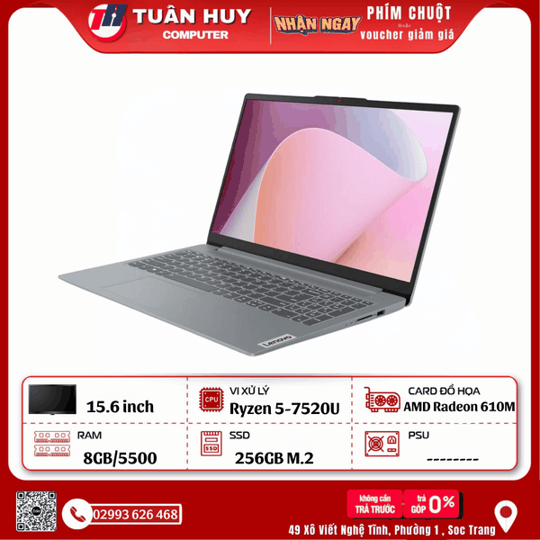 LAPTOP LENOVO IDEAPAD SLIM 3 15AMN8 AMD RYZEN 5-7520U/8G/SSD256G