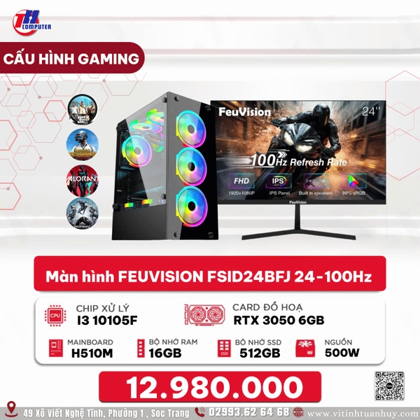 PC Game 19 i3-10105F/ VGA RTX 3050 6GB + LCD FSID24BFJ 24INCH