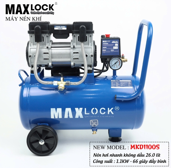Máy nén khí không dầu MAXLOCK 1100W 26L MKD1100