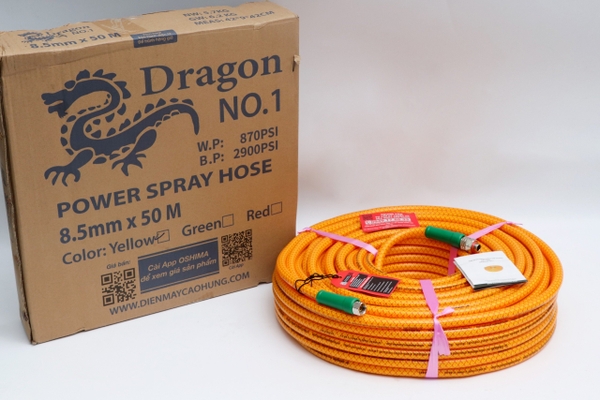 Dây phun áp lực Nhật Bản CÁ SẤU DRAGON No.1 8.5mmx50m vàng