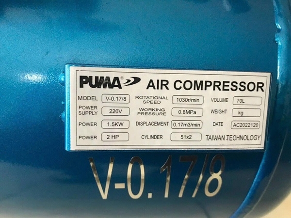 Máy nén khí dây đai Puma 2HP 70L V-0.17/8