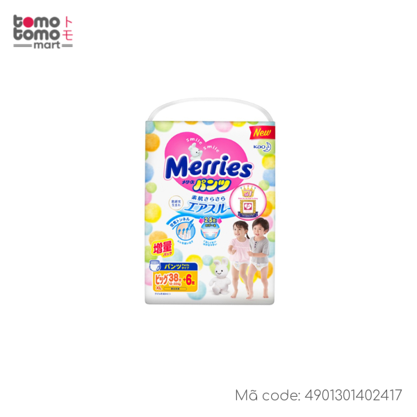 MERRIES-Bỉm quần XL 38 + 6 miếng