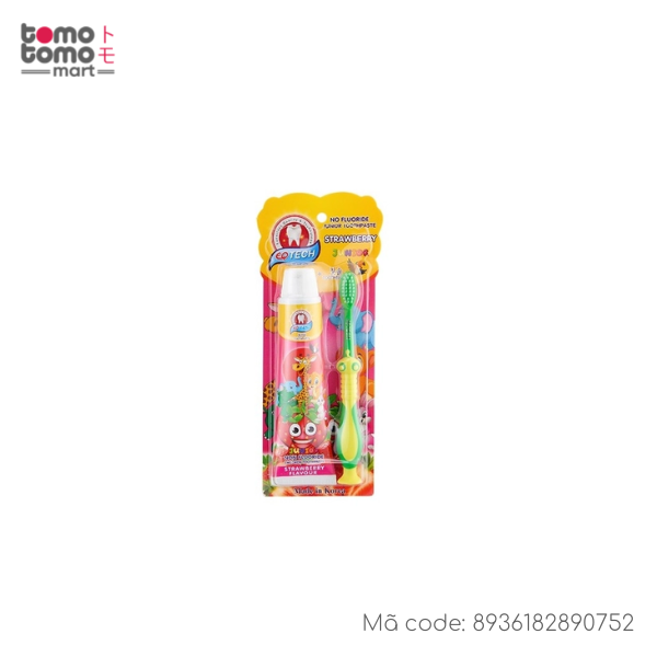 KOJI-Vỉ bàn chải + Gel đánh răng trẻ em EQ Tech Junior - Dạng Gel trong suốt Strawberry 75g T48