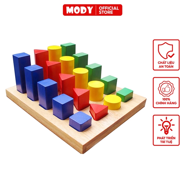 Bảng khối trụ đa giác học đếm và  so sánh MODY M682218 phá triển trí tưởng tượng và tư duy toán học