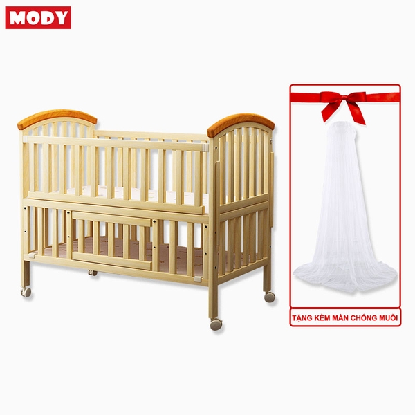 Giường cũi gỗ trẻ em đa năng tặng kèm màn chống muỗi Mody M11872
