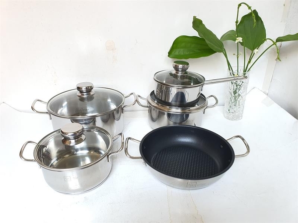 Bộ nồi Inox 5 đáy Fivestar Nắp kính