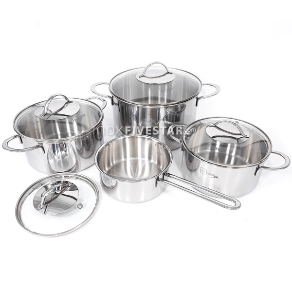 Bộ nồi 4 chiếc 3 lớp inox 304 nắp kính