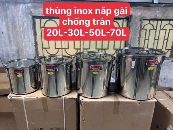 Tùng inox nắp gài 20L, 30L, 50L, 70L